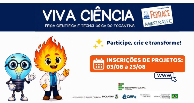 VIVA CIÊNCIA 2026 abre inscrições para projetos científicos de estudantes do Tocantins